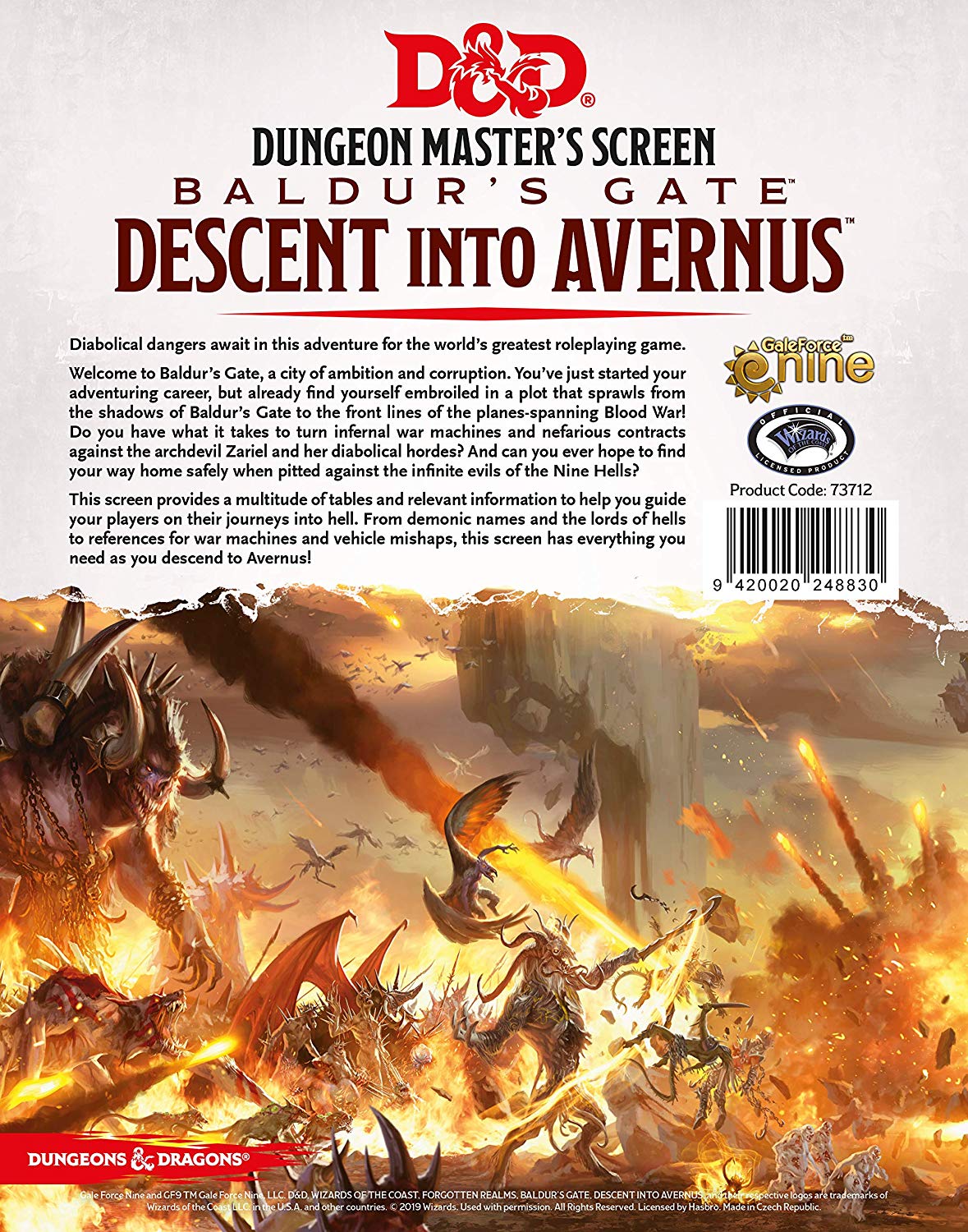 D&D 5.0: Baldur's Gate - Descent Into Avernus - Dungeon Master's Screen